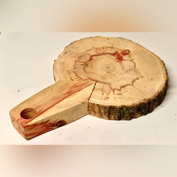 Raw Edge Live Wood Hand Crafted FLAMING BOX ELDER Handled Hot Pot Pad - Picture 10 of 14